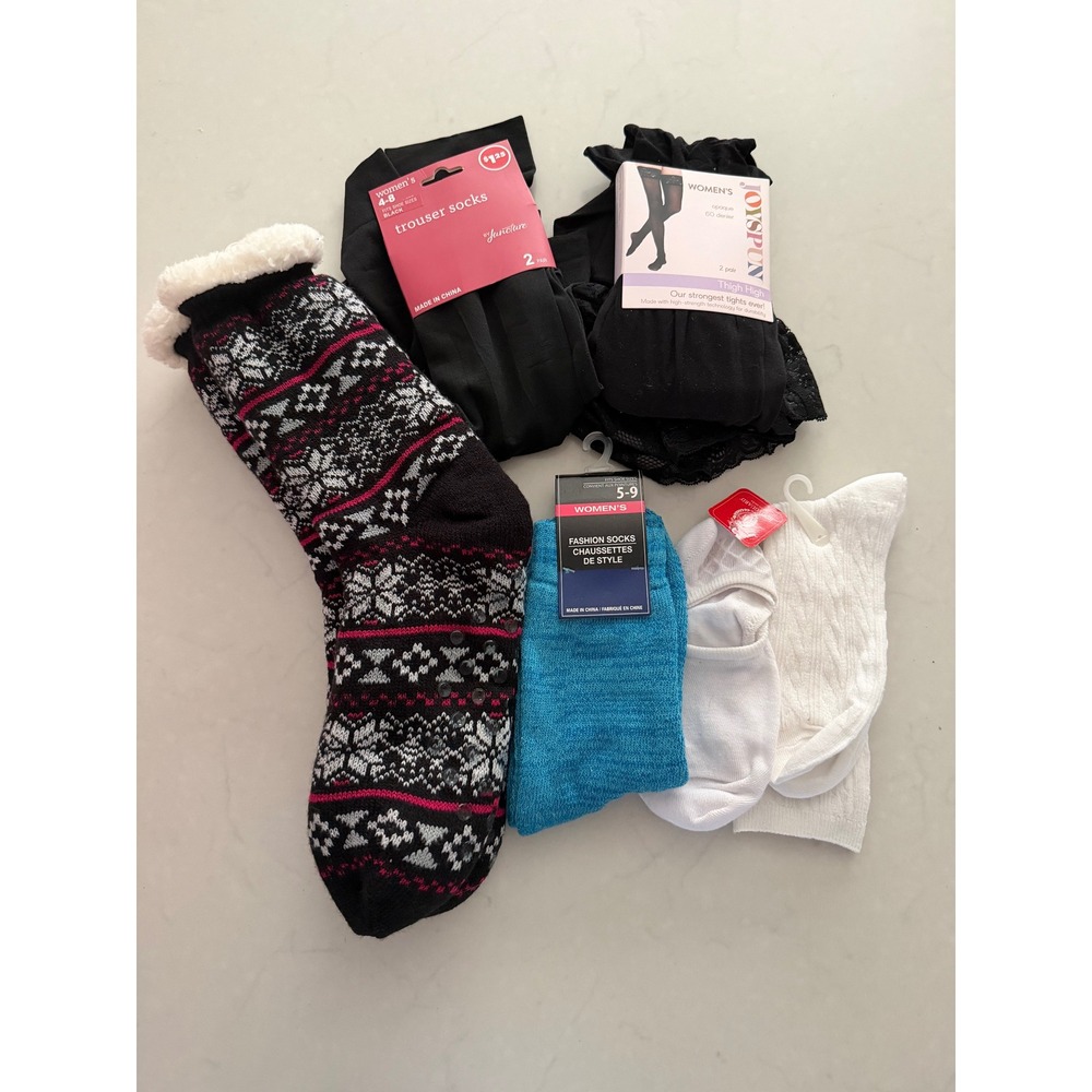 Womens Sock Bundle Joyspun Thigh‎ Highs Sweater Socks Trouser Socks 5 Pair Set